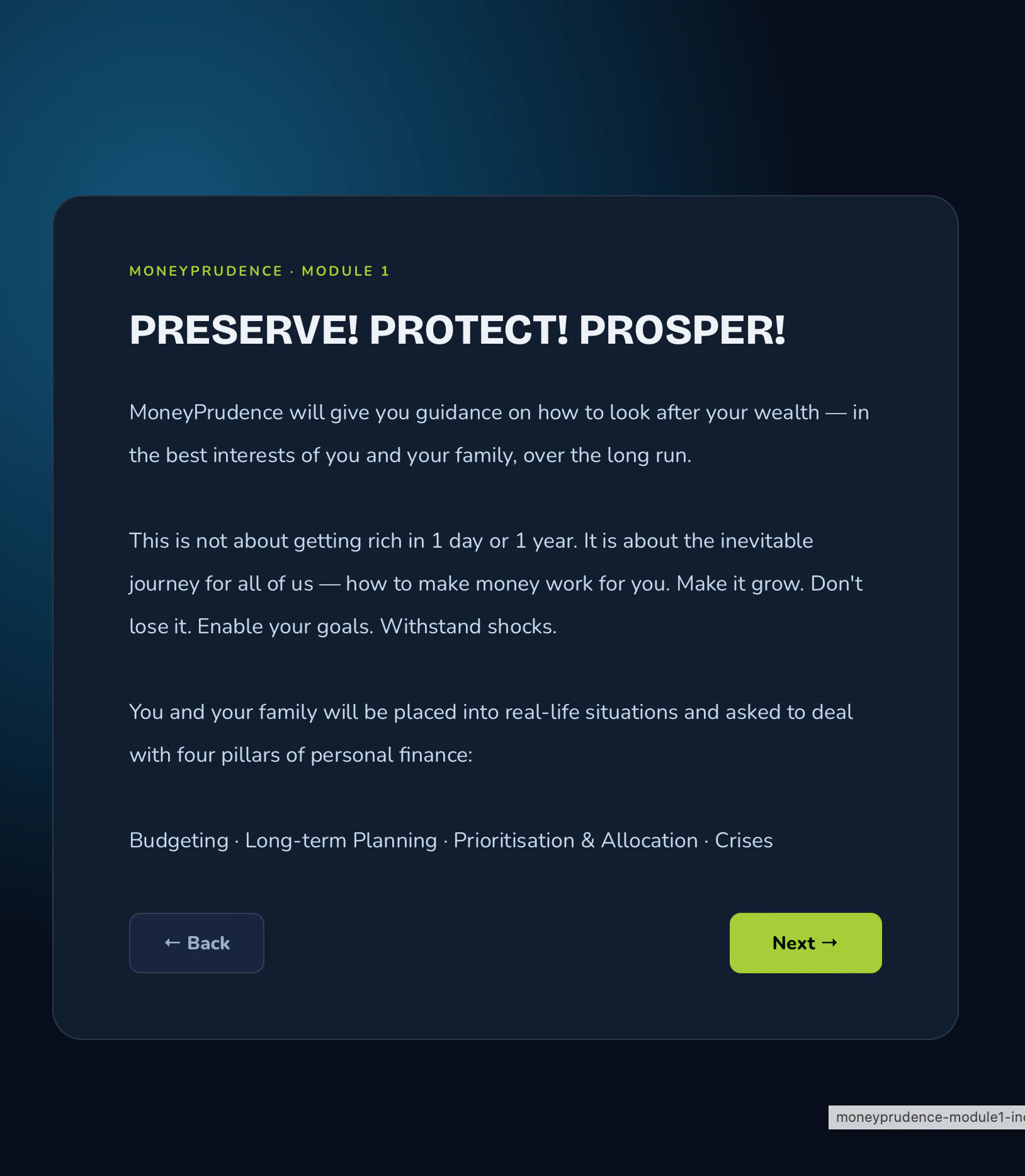 Module 1 introduction - Preserve, Protect, Prosper