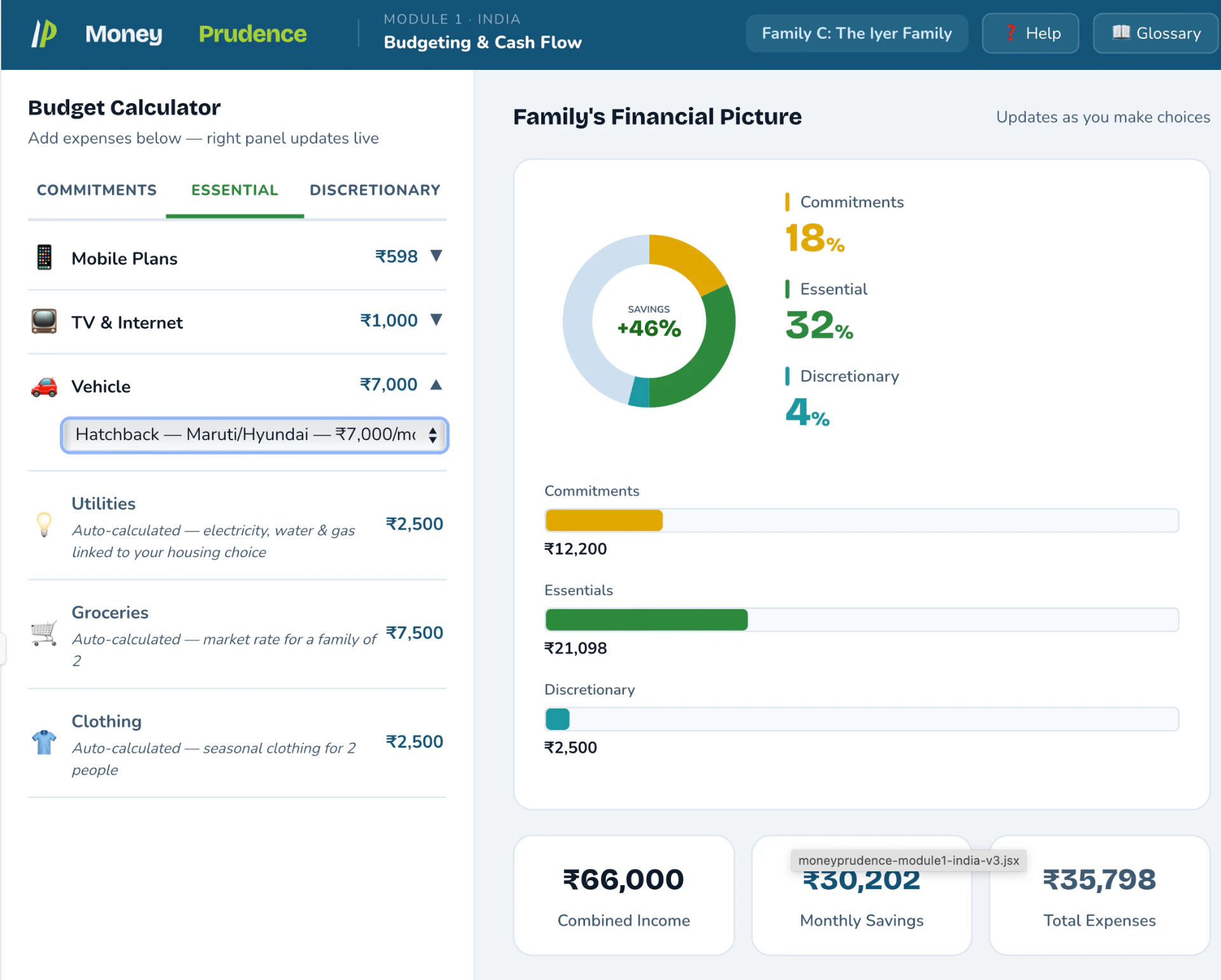 Live budgeting and cash flow calculator