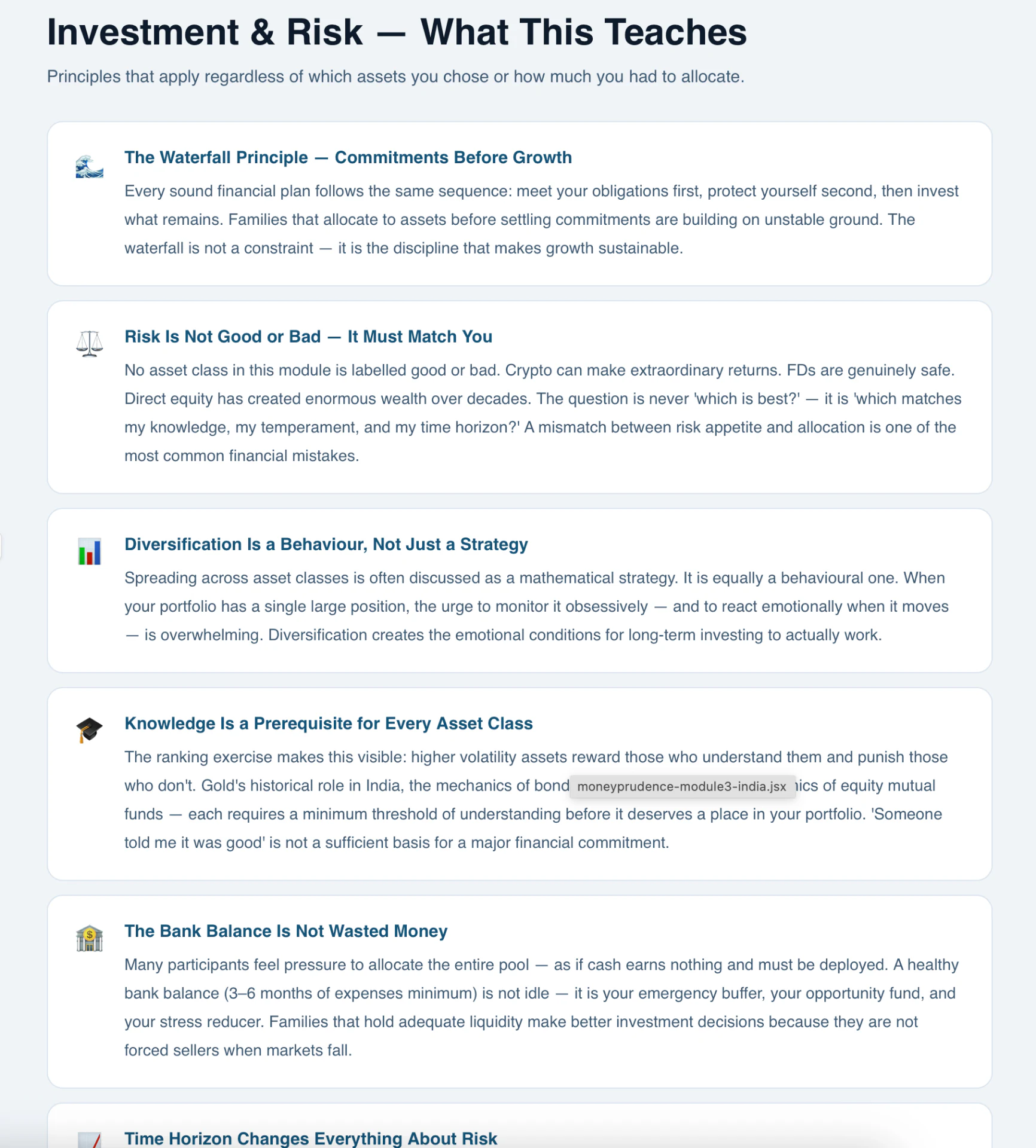 Investment and risk principles